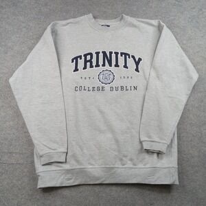 Trinity College Sweatshirt Men Large Dublin Ireland Fleece Pullover Logo Graphic